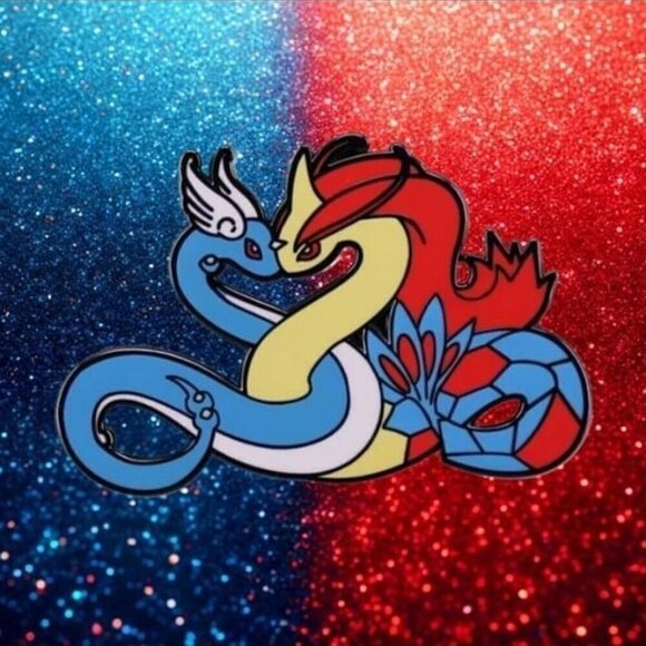 Hearts of Serenity: Pokémon Dragonair and Milotic Enamel Pin - Picture 1 of 4